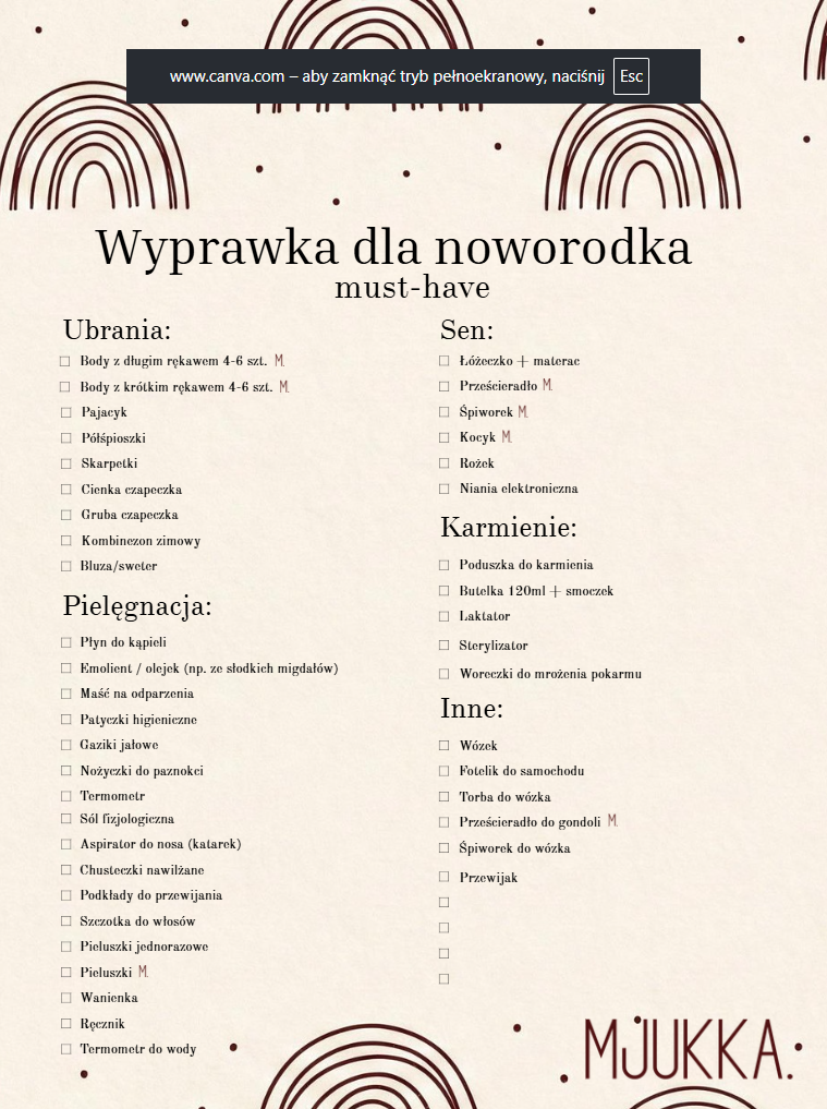 Lista wyprawkowa